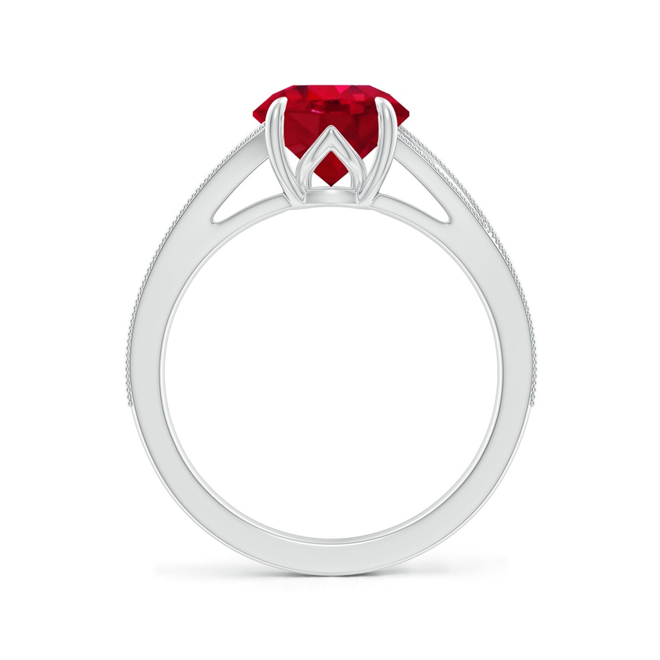 8mm AAA Vintage Inspired Round Ruby Split Shank Engagement Ring in P950 Platinum side 199