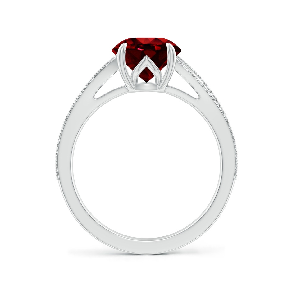 8mm AAAA Vintage Inspired Round Ruby Split Shank Engagement Ring in P950 Platinum side 199