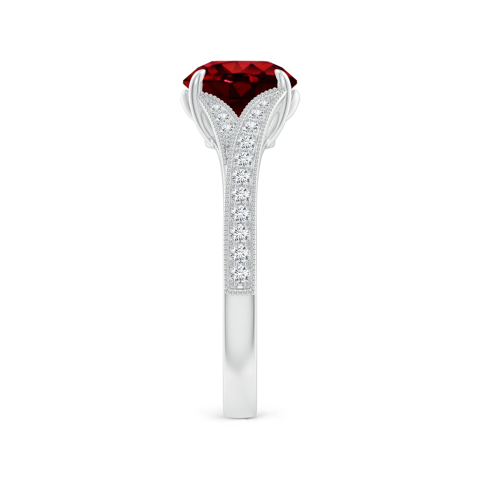 8mm AAAA Vintage Inspired Round Ruby Split Shank Engagement Ring in P950 Platinum side 299
