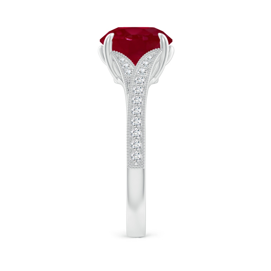 9mm AA Vintage Inspired Round Ruby Split Shank Engagement Ring in White Gold side 299