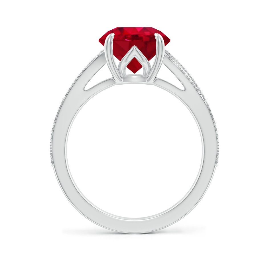 9mm AAA Vintage Inspired Round Ruby Split Shank Engagement Ring in P950 Platinum side 199