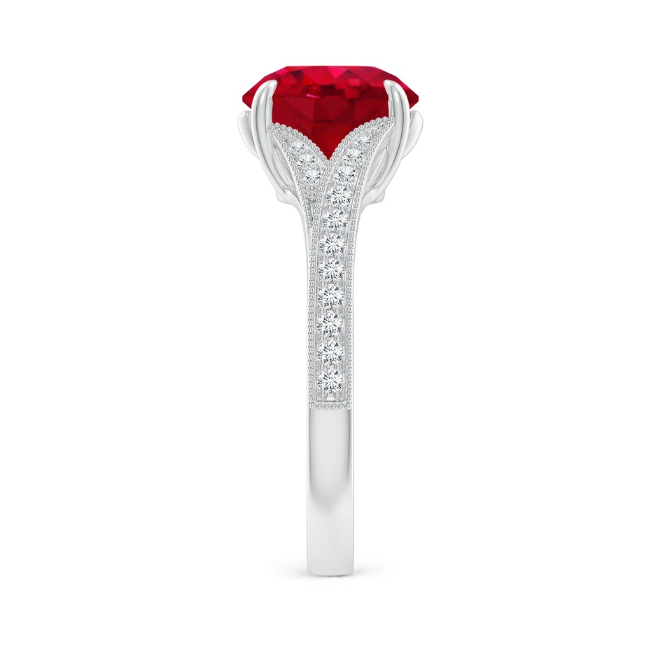9mm AAA Vintage Inspired Round Ruby Split Shank Engagement Ring in P950 Platinum side 299