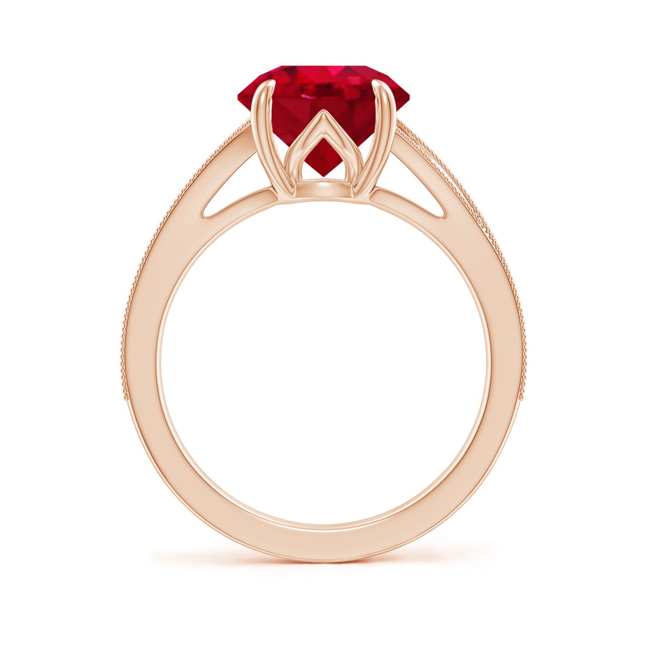 9mm AAA Vintage Inspired Round Ruby Split Shank Engagement Ring in Rose Gold side 199