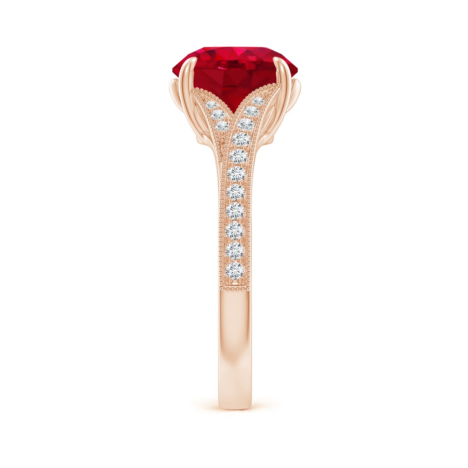 9mm AAA Vintage Inspired Round Ruby Split Shank Engagement Ring in Rose Gold side 299