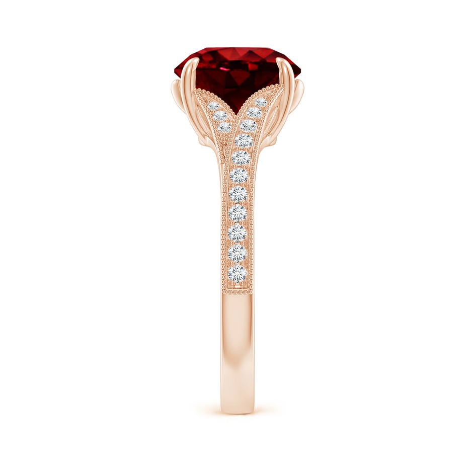 9mm AAAA Vintage Inspired Round Ruby Split Shank Engagement Ring in Rose Gold side 299