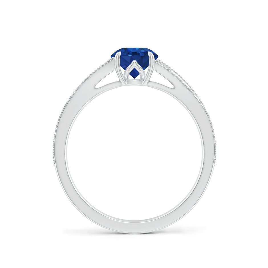 6mm AAA Vintage Inspired Round Blue Sapphire Split Shank Engagement Ring in 18K White Gold side 199