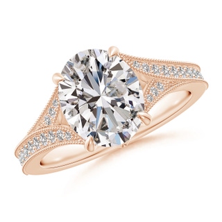10x8mm IJI1I2 Vintage Inspired Oval Diamond Split Shank Engagement Ring in Rose Gold