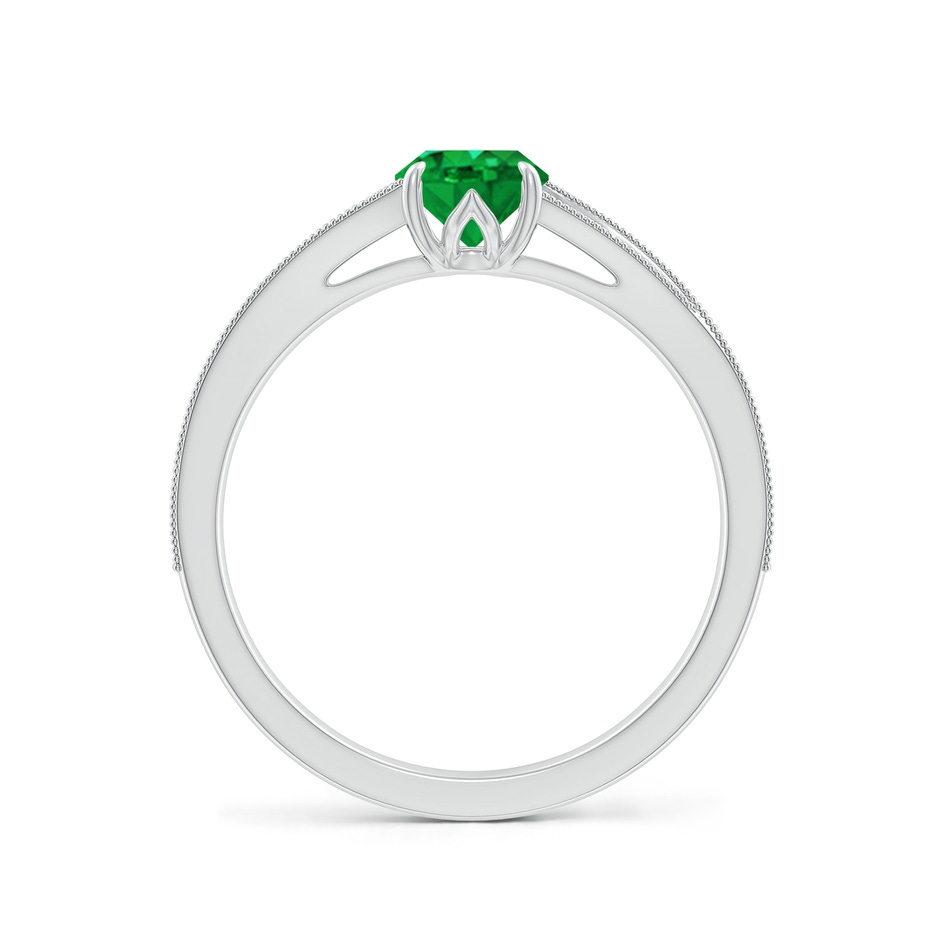 7x5mm AAA Vintage Inspired Oval Emerald Split Shank Engagement Ring in White Gold side 199