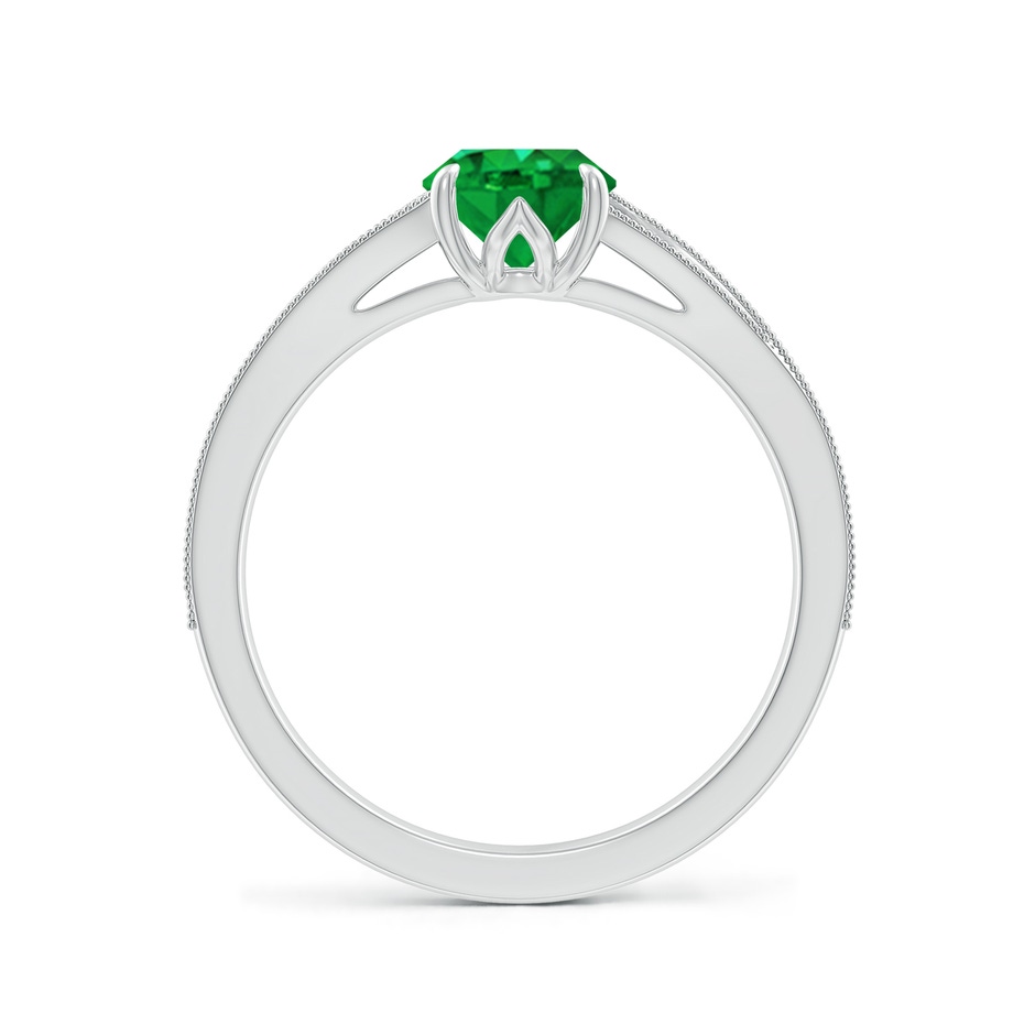 8x6mm AAA Vintage Inspired Oval Emerald Split Shank Engagement Ring in White Gold side 199