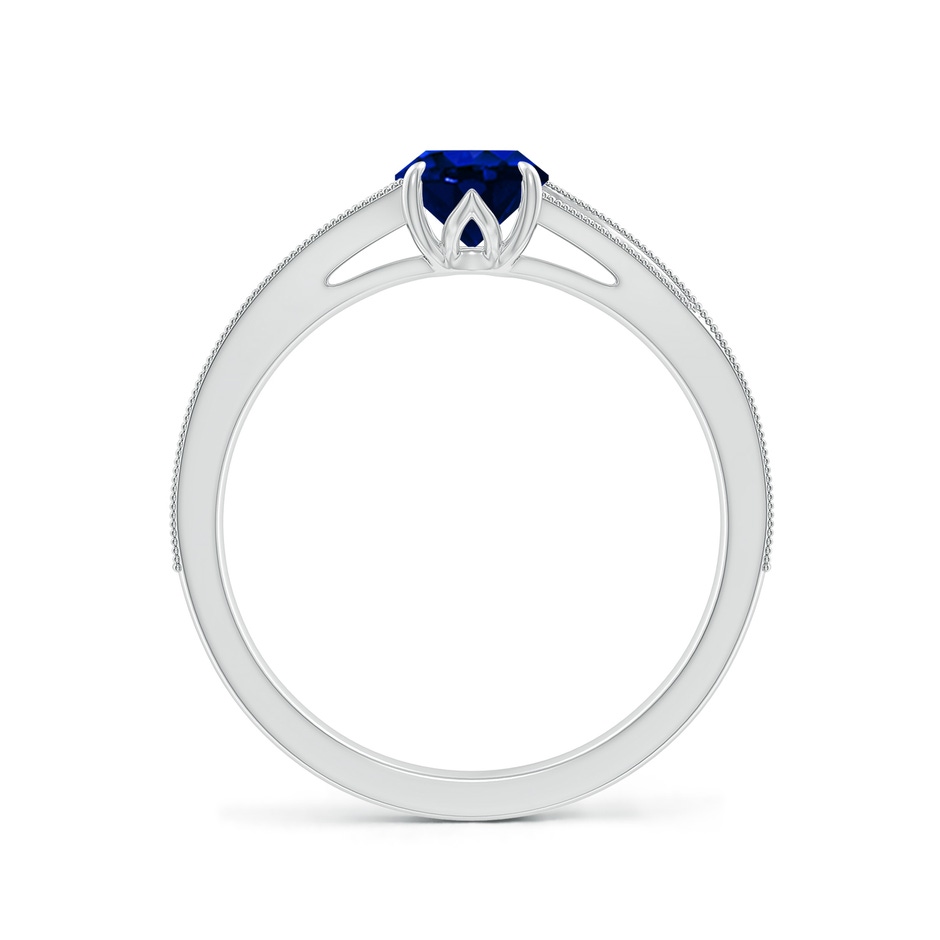 7x5mm Lab-Grown Vintage Inspired Oval Blue Sapphire Split Shank Engagement Ring in 18K White Gold side 199