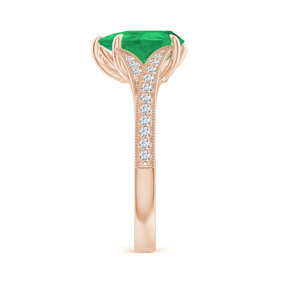 10x8mm A Vintage Inspired Pear Emerald Split Shank Engagement Ring in Rose Gold side 299