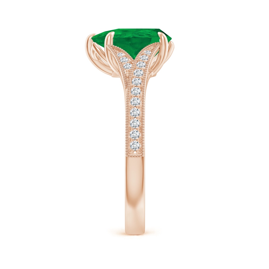 10x8mm AA Vintage Inspired Pear Emerald Split Shank Engagement Ring in Rose Gold side 299