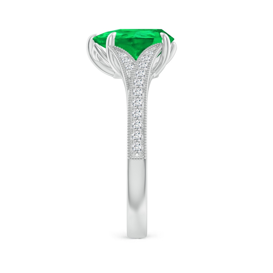 10x8mm AAA Vintage Inspired Pear Emerald Split Shank Engagement Ring in P950 Platinum side 299