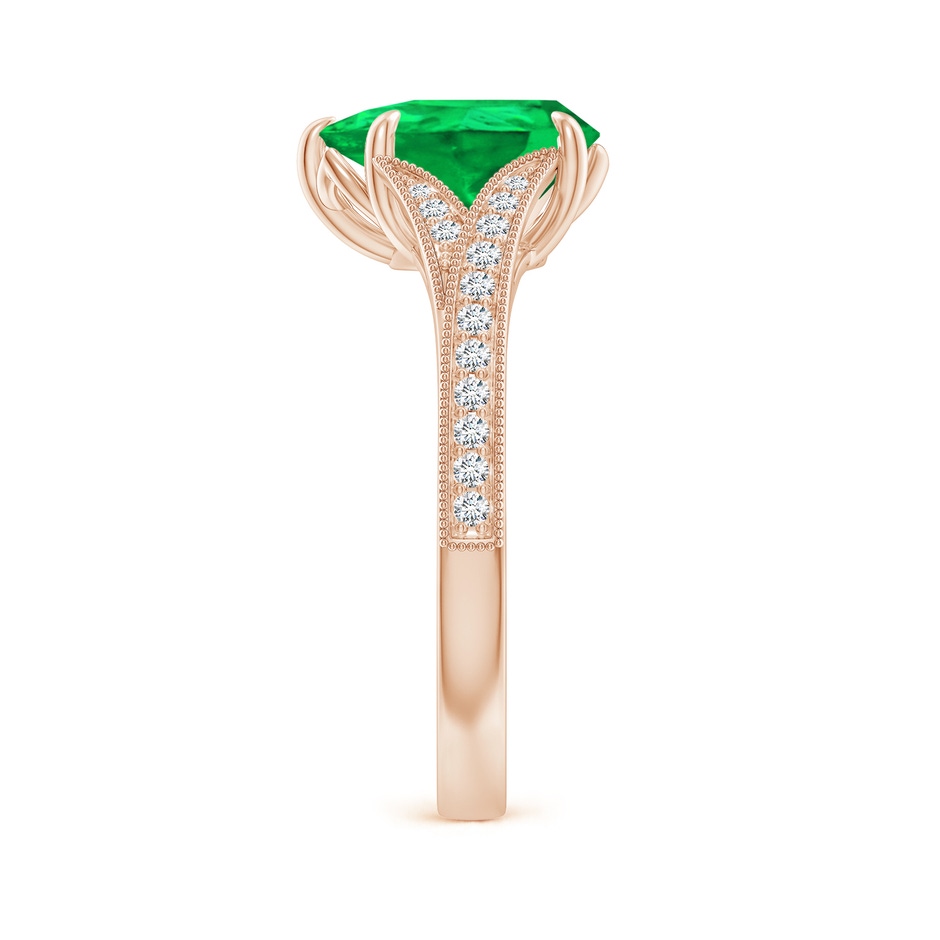 10x8mm AAA Vintage Inspired Pear Emerald Split Shank Engagement Ring in Rose Gold side 299