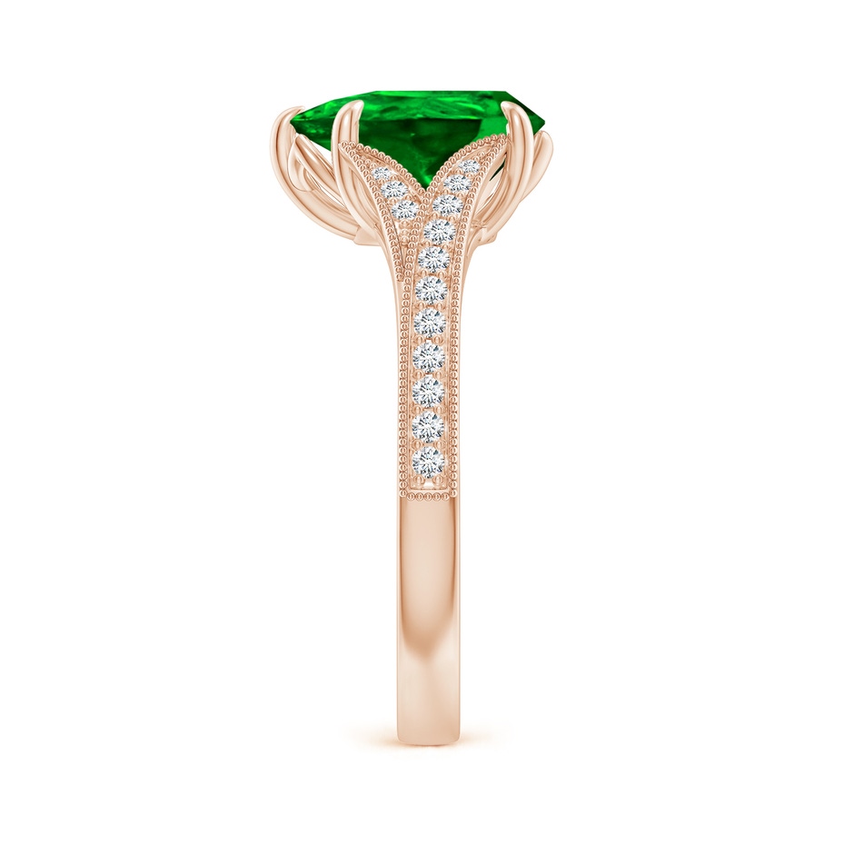 10x8mm AAAA Vintage Inspired Pear Emerald Split Shank Engagement Ring in 18K Rose Gold side 299