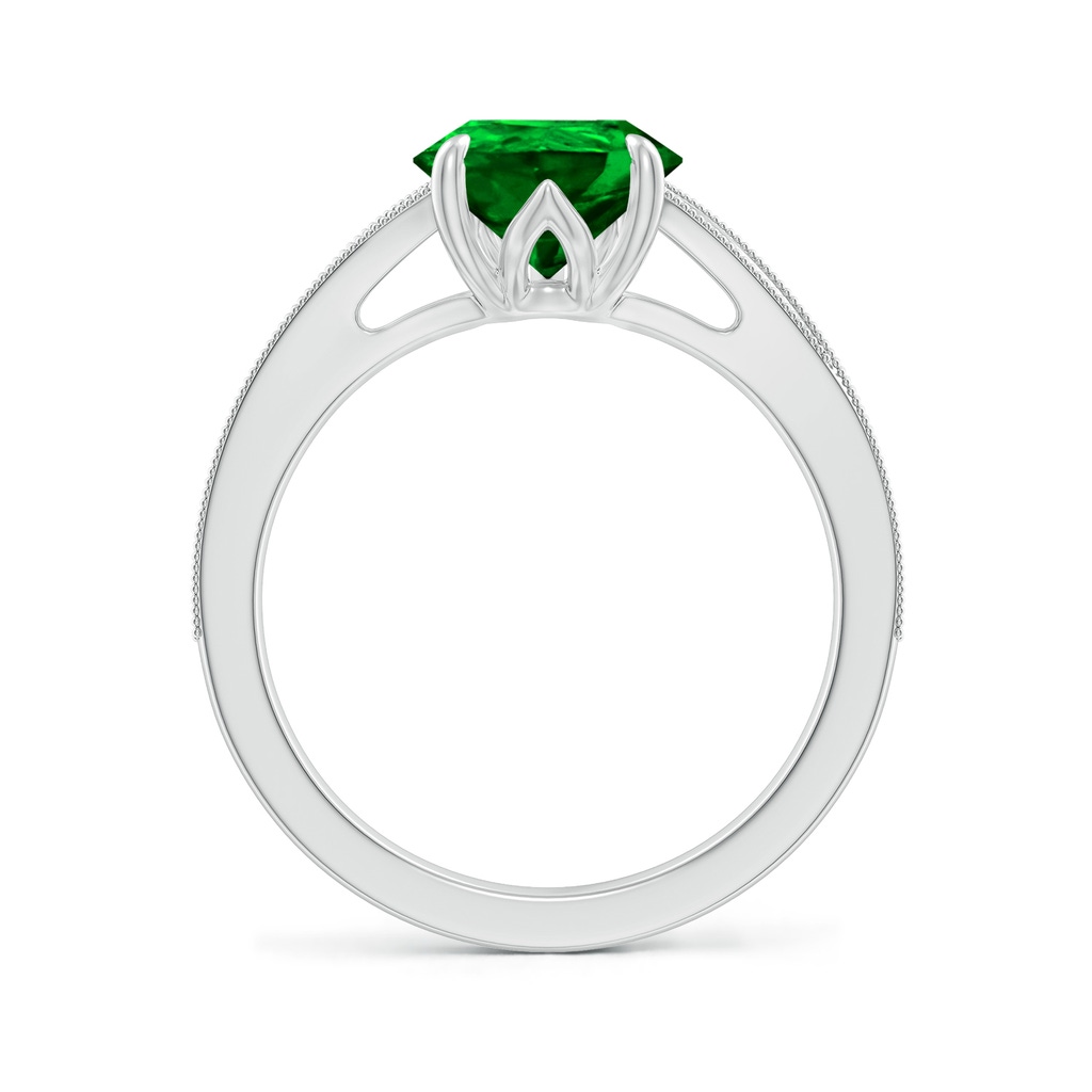 10x8mm AAAA Vintage Inspired Pear Emerald Split Shank Engagement Ring in P950 Platinum - side 199