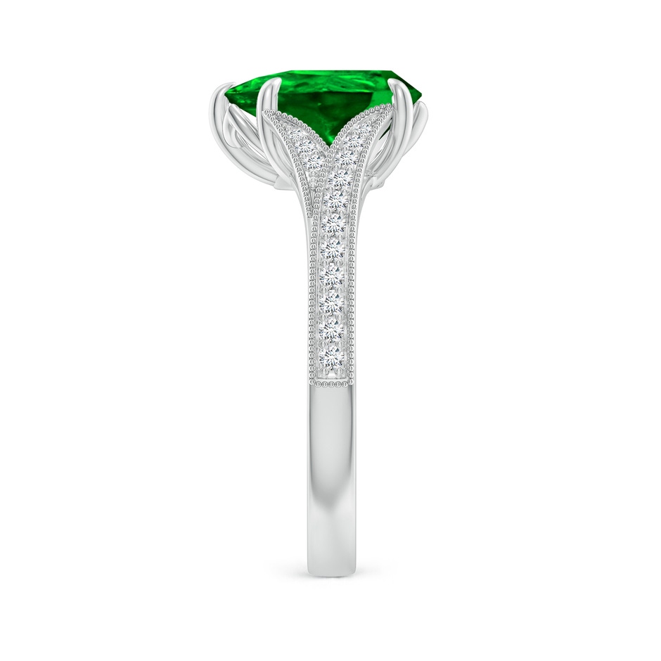 10x8mm AAAA Vintage Inspired Pear Emerald Split Shank Engagement Ring in P950 Platinum side 299