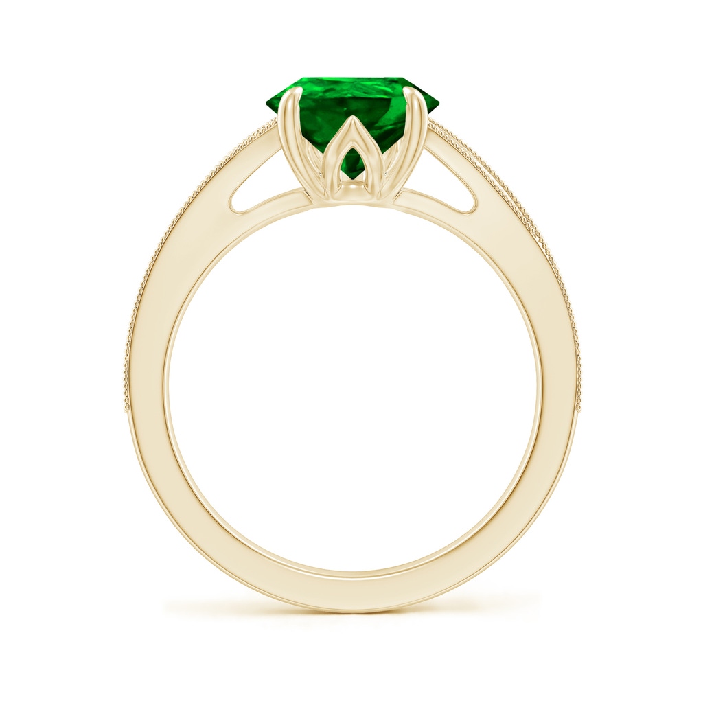 10x8mm AAAA Vintage Inspired Pear Emerald Split Shank Engagement Ring in Yellow Gold - side 199