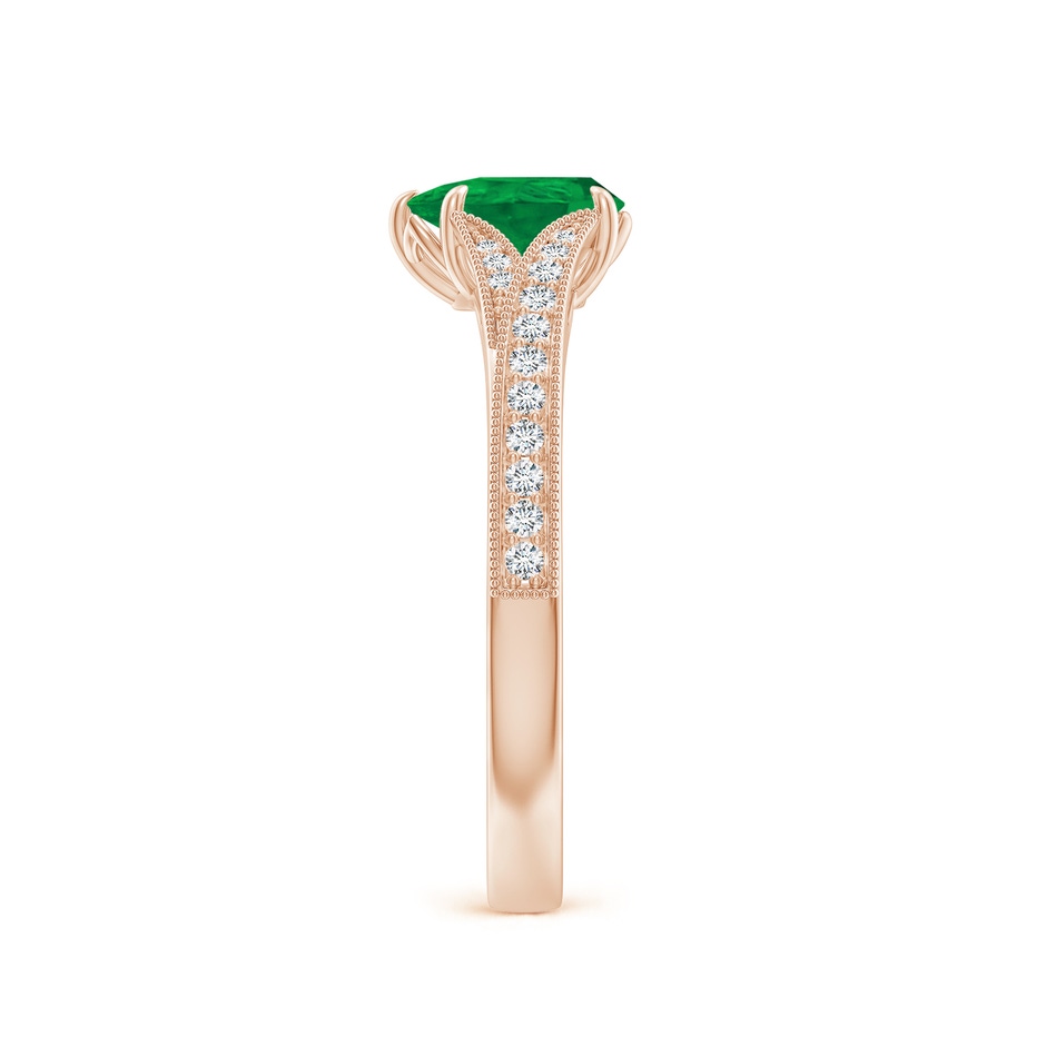 7x5mm AA Vintage Inspired Pear Emerald Split Shank Engagement Ring in Rose Gold side 299