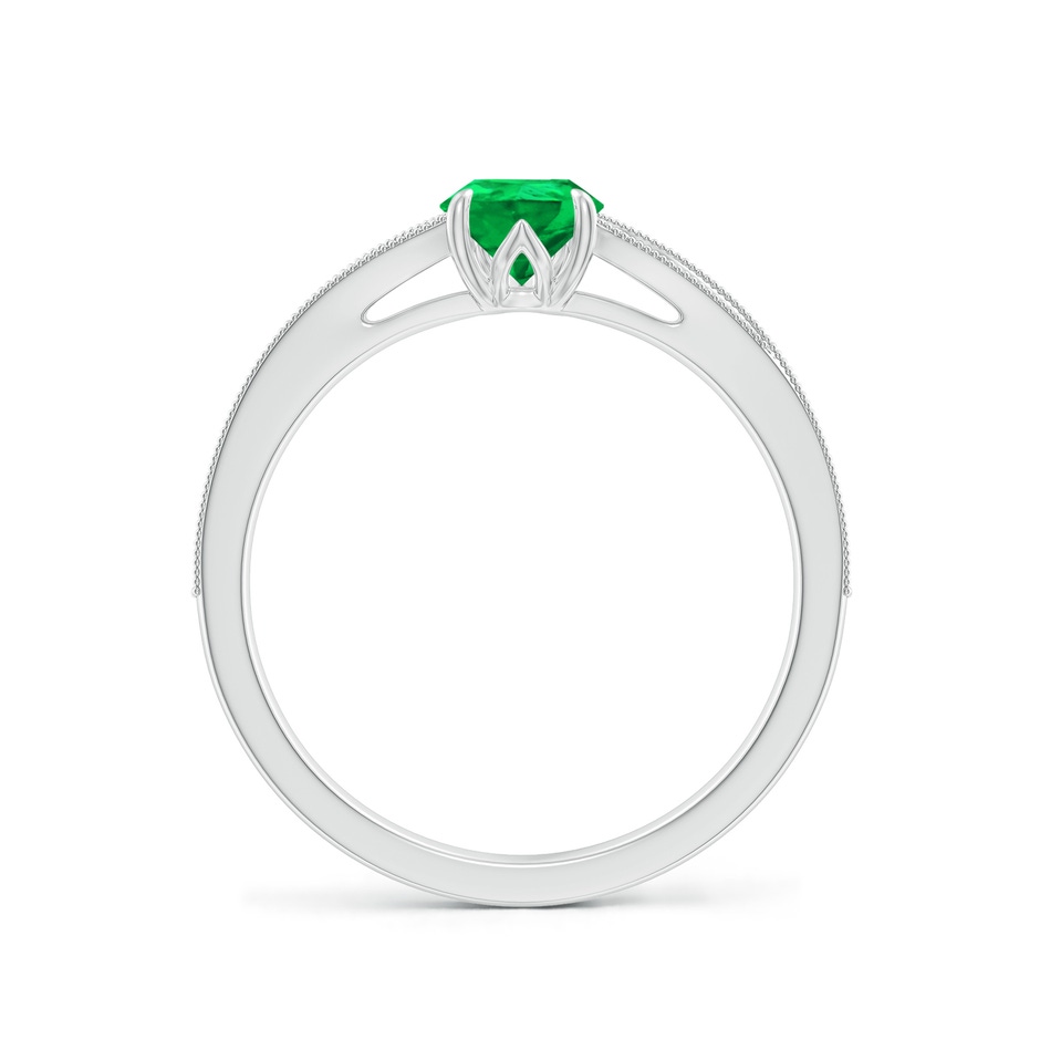 7x5mm AAA Vintage Inspired Pear Emerald Split Shank Engagement Ring in 18K White Gold side 199
