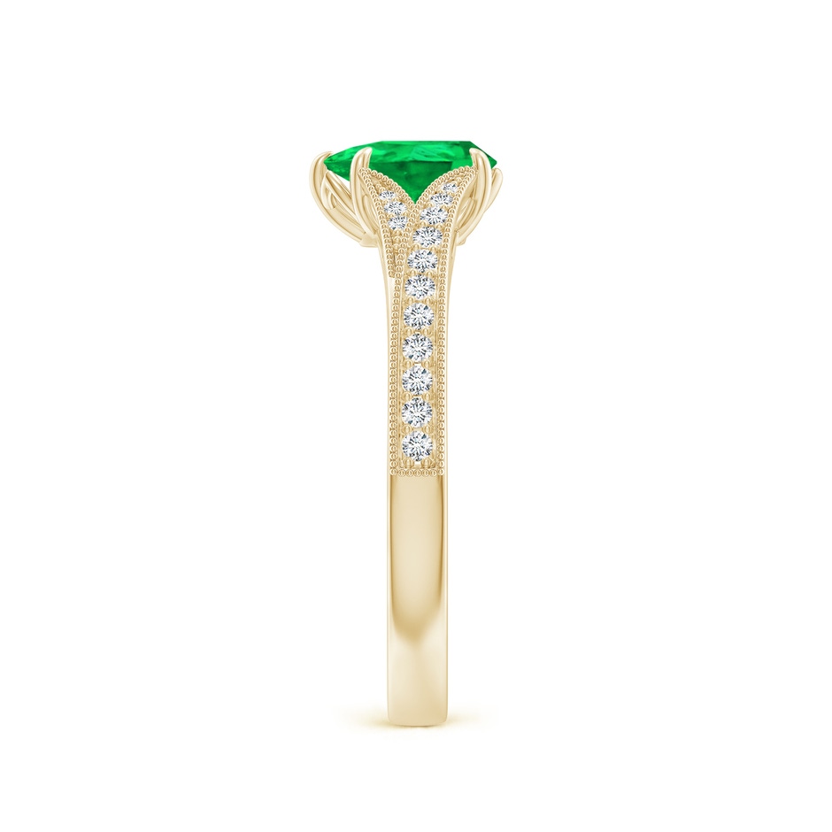7x5mm AAA Vintage Inspired Pear Emerald Split Shank Engagement Ring in Yellow Gold side 299