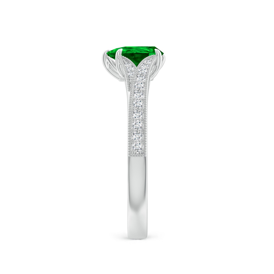 7x5mm AAAA Vintage Inspired Pear Emerald Split Shank Engagement Ring in White Gold side 299