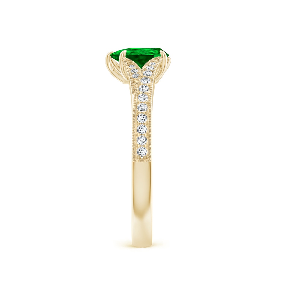 7x5mm AAAA Vintage Inspired Pear Emerald Split Shank Engagement Ring in Yellow Gold side 299