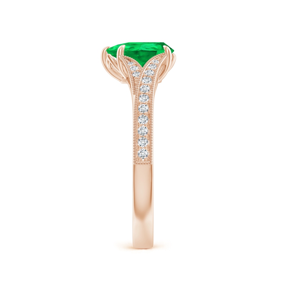 8x6mm AAA Vintage Inspired Pear Emerald Split Shank Engagement Ring in Rose Gold side 299