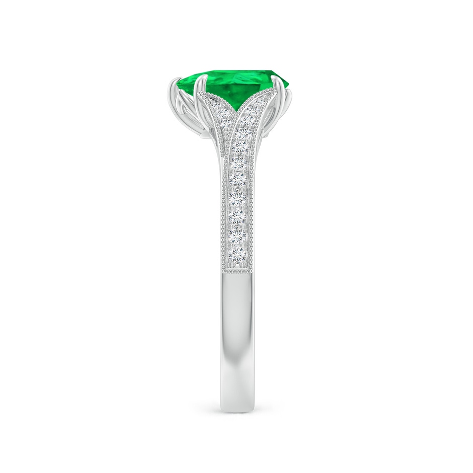 8x6mm AAA Vintage Inspired Pear Emerald Split Shank Engagement Ring in White Gold side 299