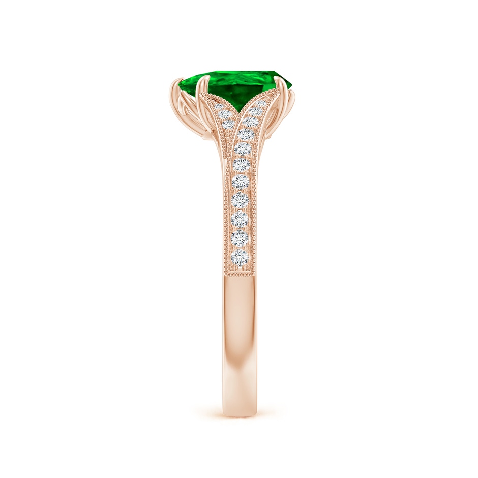 8x6mm AAAA Vintage Inspired Pear Emerald Split Shank Engagement Ring in 18K Rose Gold side 299