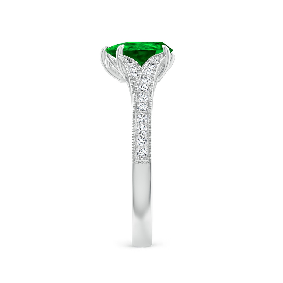 8x6mm AAAA Vintage Inspired Pear Emerald Split Shank Engagement Ring in P950 Platinum side 299