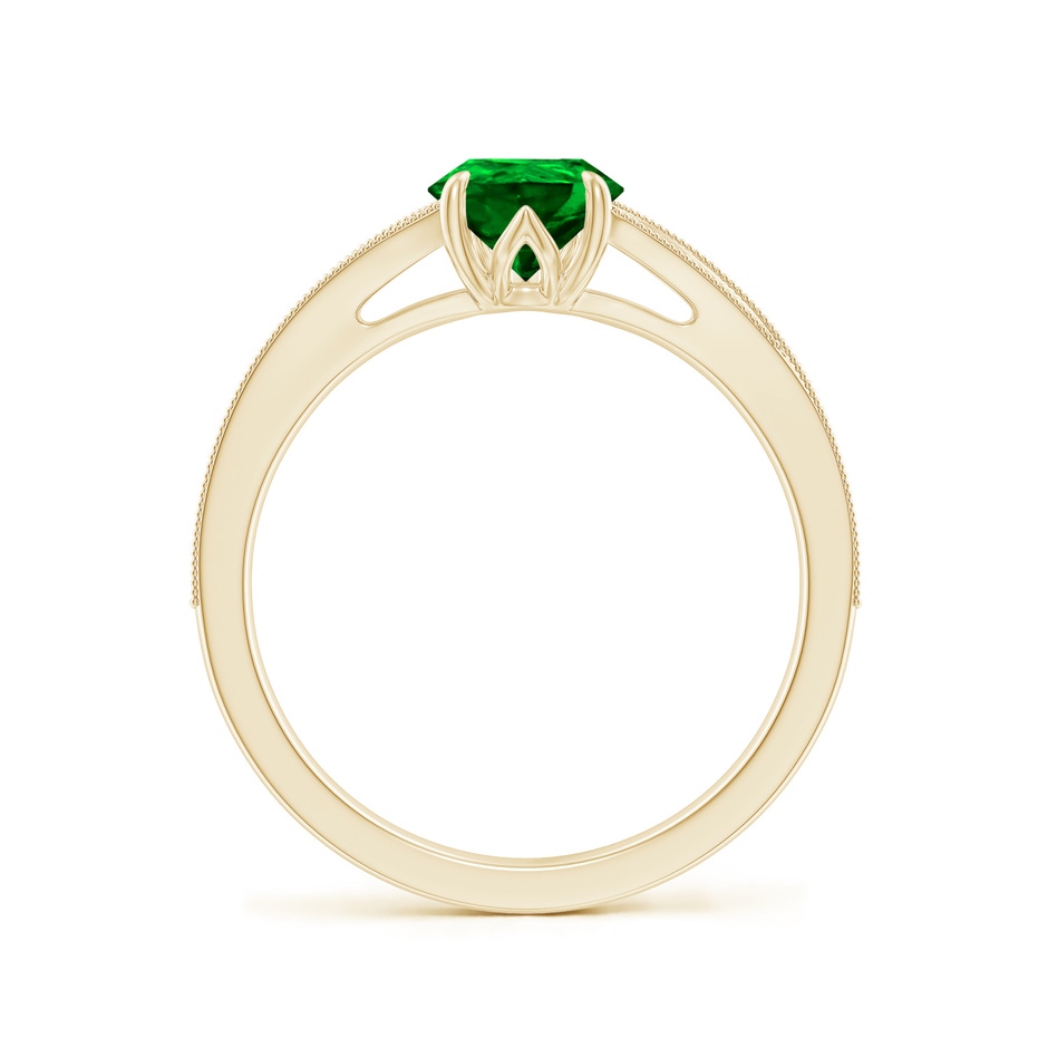 8x6mm AAAA Vintage Inspired Pear Emerald Split Shank Engagement Ring in Yellow Gold side 199