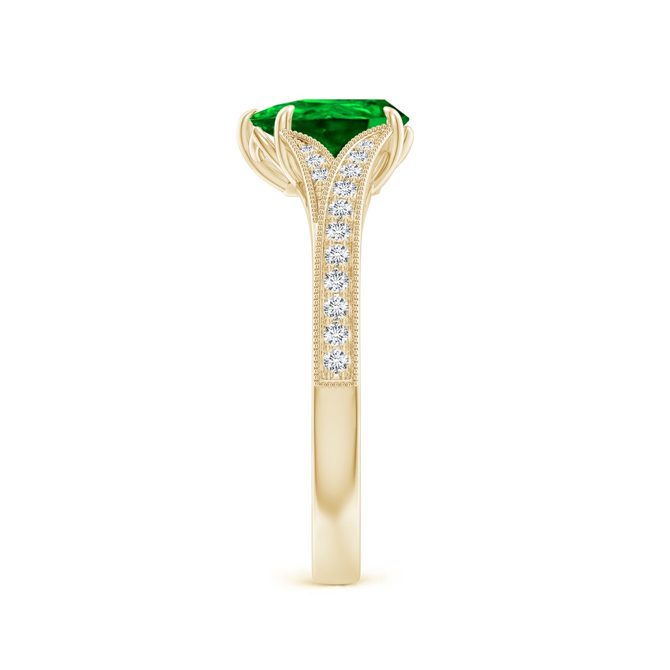 8x6mm AAAA Vintage Inspired Pear Emerald Split Shank Engagement Ring in Yellow Gold side 299
