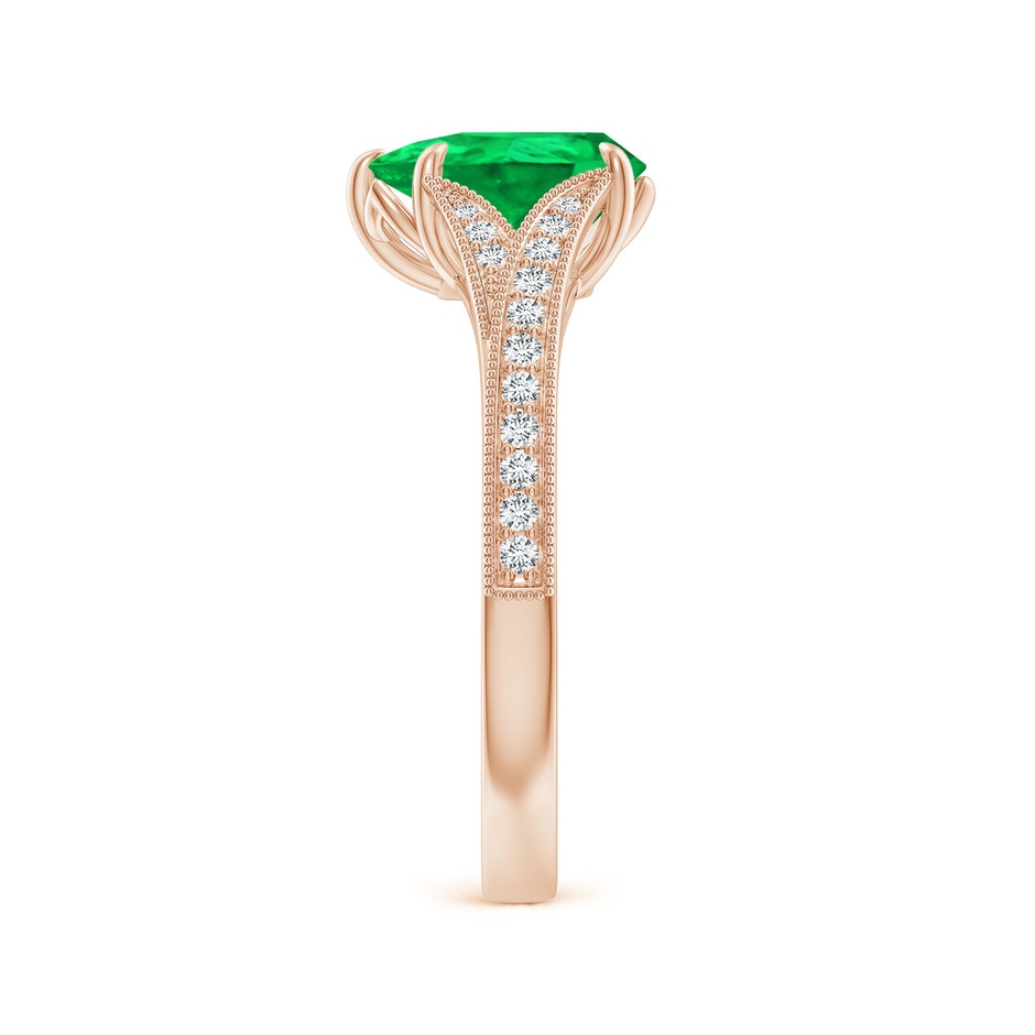 9x7mm AAA Vintage Inspired Pear Emerald Split Shank Engagement Ring in Rose Gold side 299