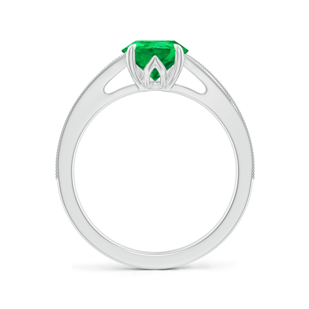 9x7mm AAA Vintage Inspired Pear Emerald Split Shank Engagement Ring in White Gold - side 199