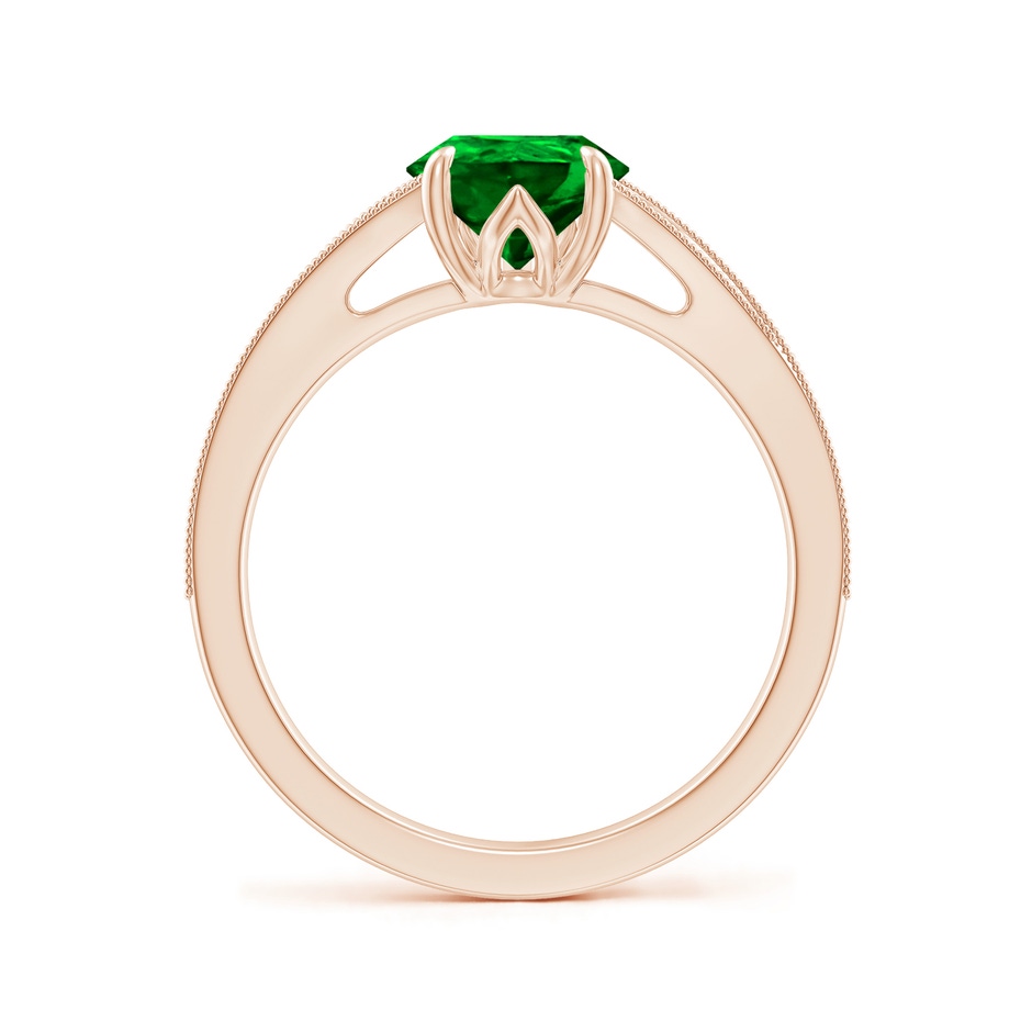 9x7mm AAAA Vintage Inspired Pear Emerald Split Shank Engagement Ring in Rose Gold side 199