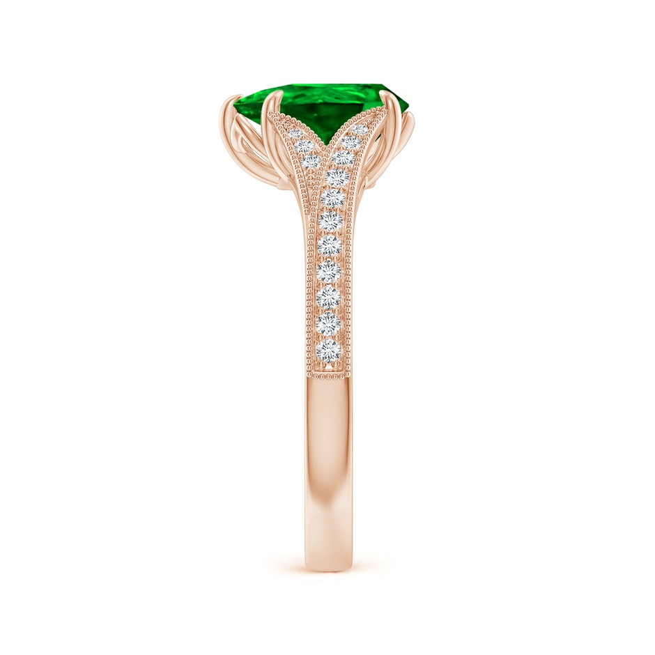 9x7mm AAAA Vintage Inspired Pear Emerald Split Shank Engagement Ring in Rose Gold side 299
