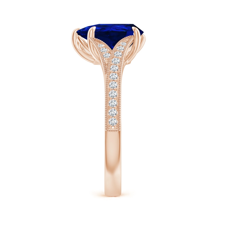 10x8mm AAAA Vintage Inspired Pear Blue Sapphire Split Shank Engagement Ring in Rose Gold side 299