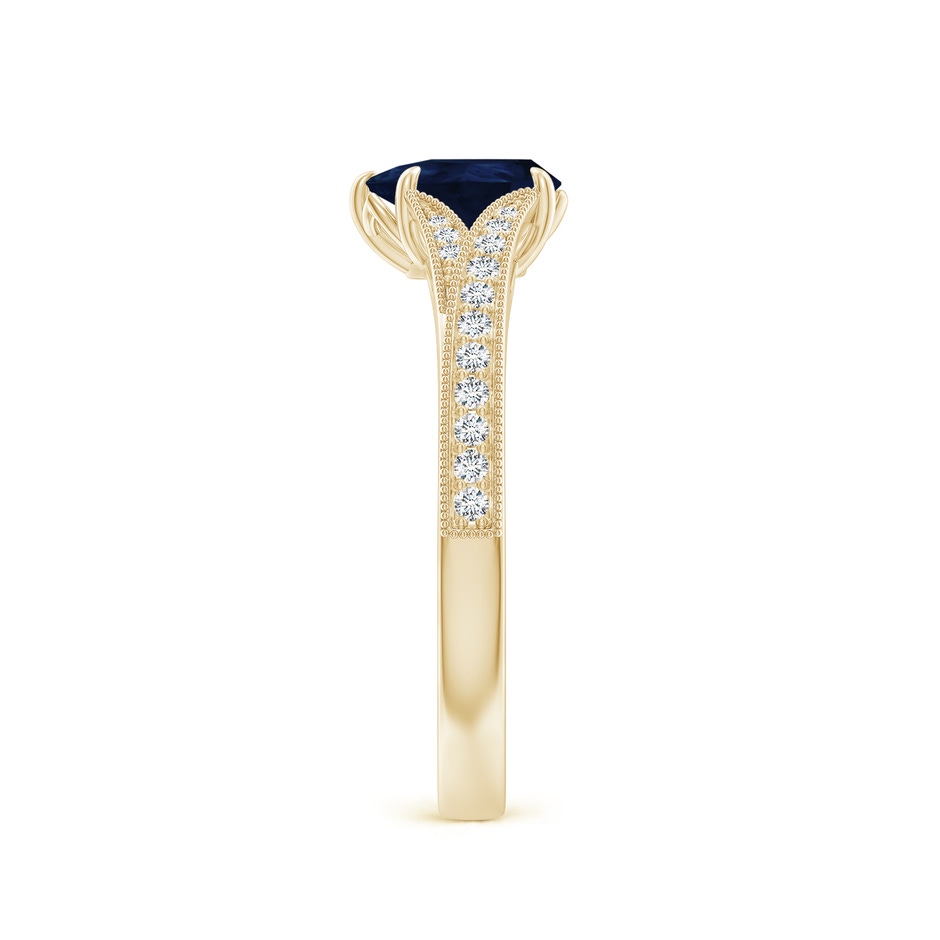 7x5mm A Vintage Inspired Pear Blue Sapphire Split Shank Engagement Ring in Yellow Gold side 299