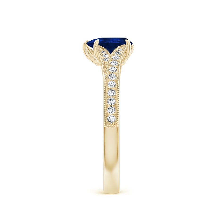 7x5mm AA Vintage Inspired Pear Blue Sapphire Split Shank Engagement Ring in Yellow Gold side 299