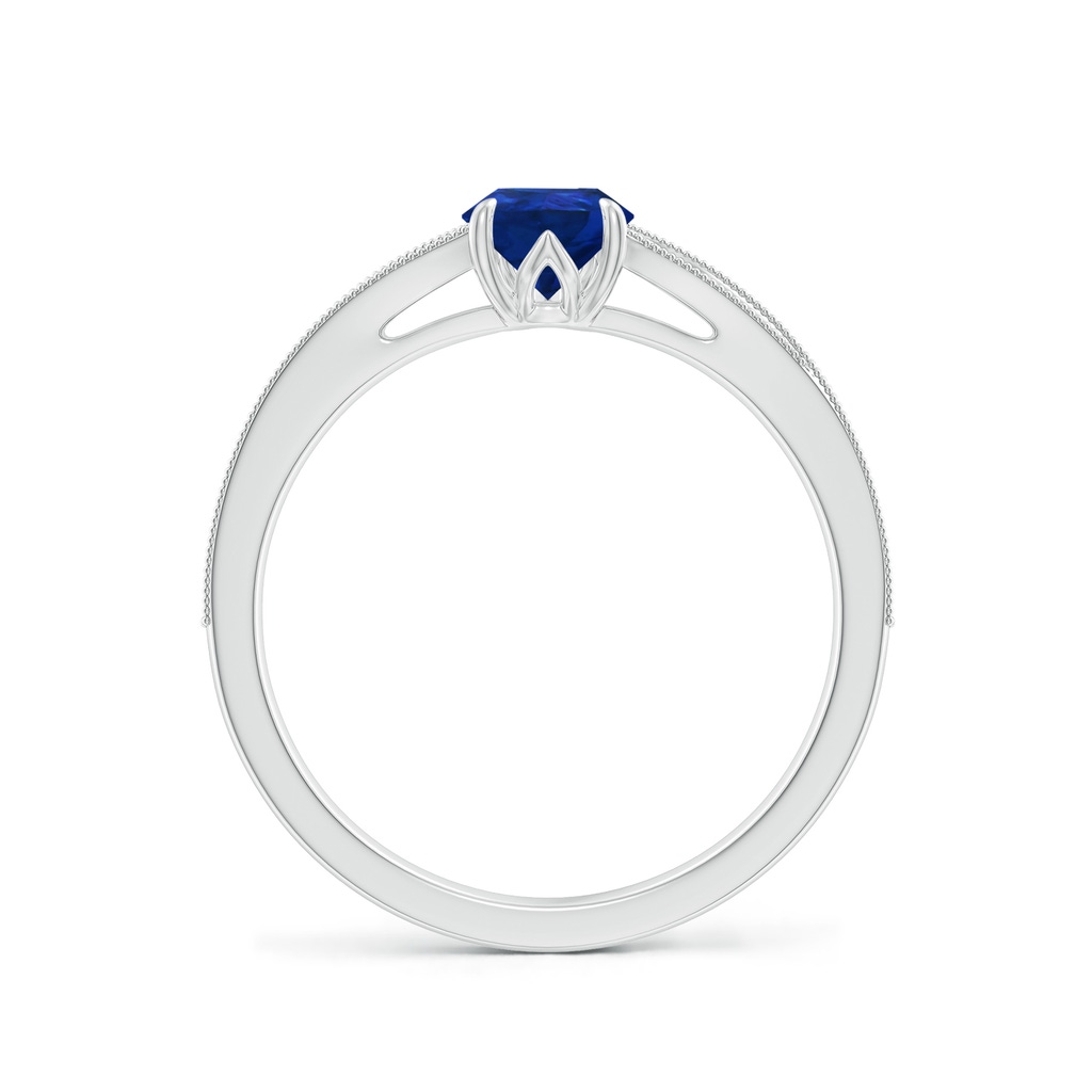 7x5mm AAA Vintage Inspired Pear Blue Sapphire Split Shank Engagement Ring in White Gold - side 199