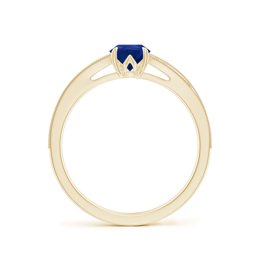 7x5mm AAA Vintage Inspired Pear Blue Sapphire Split Shank Engagement Ring in Yellow Gold - side 199