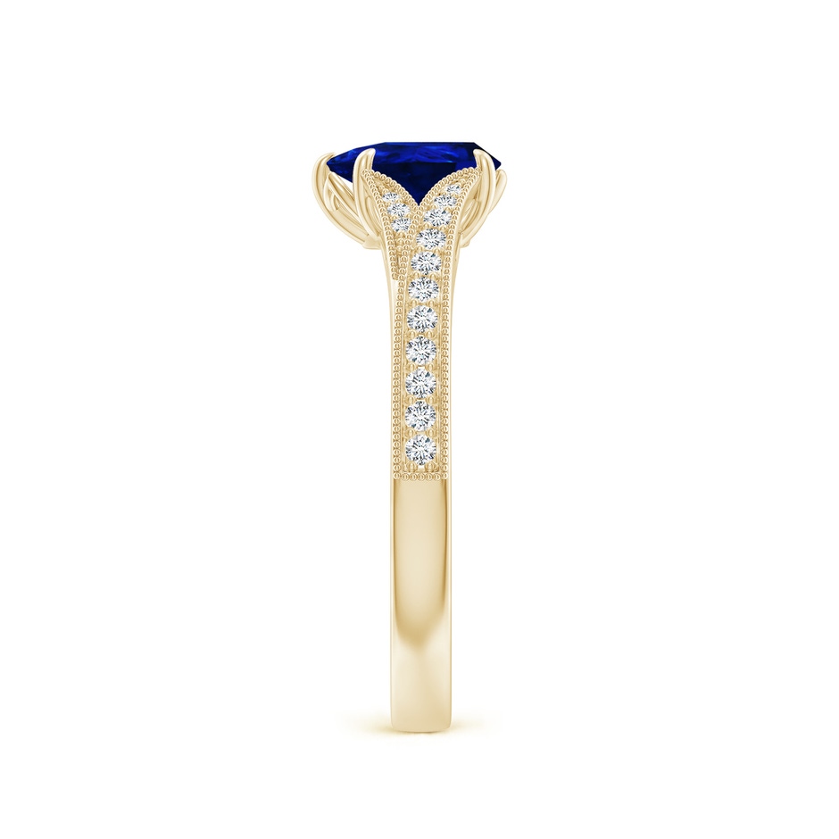 7x5mm AAAA Vintage Inspired Pear Blue Sapphire Split Shank Engagement Ring in Yellow Gold side 299