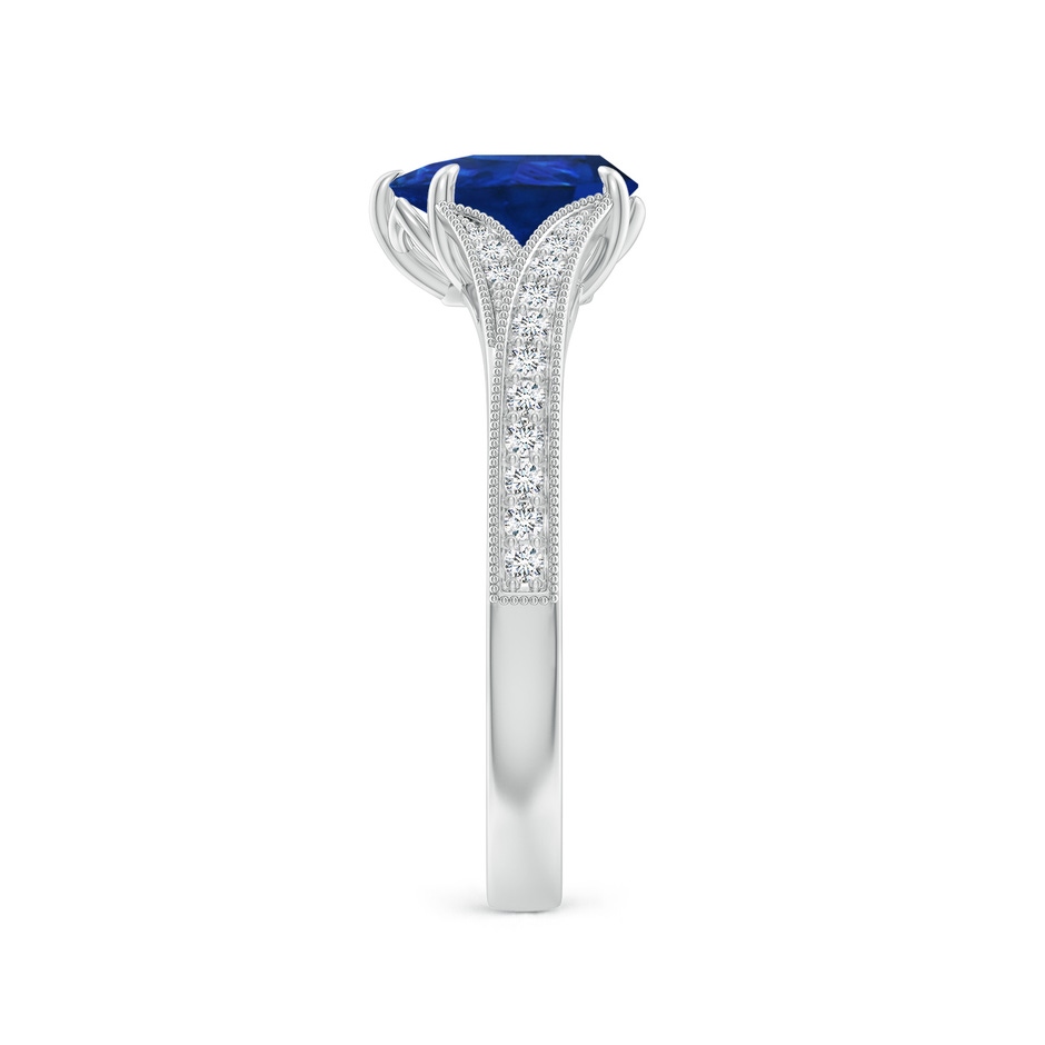 8x6mm AAA Vintage Inspired Pear Blue Sapphire Split Shank Engagement Ring in White Gold side 299