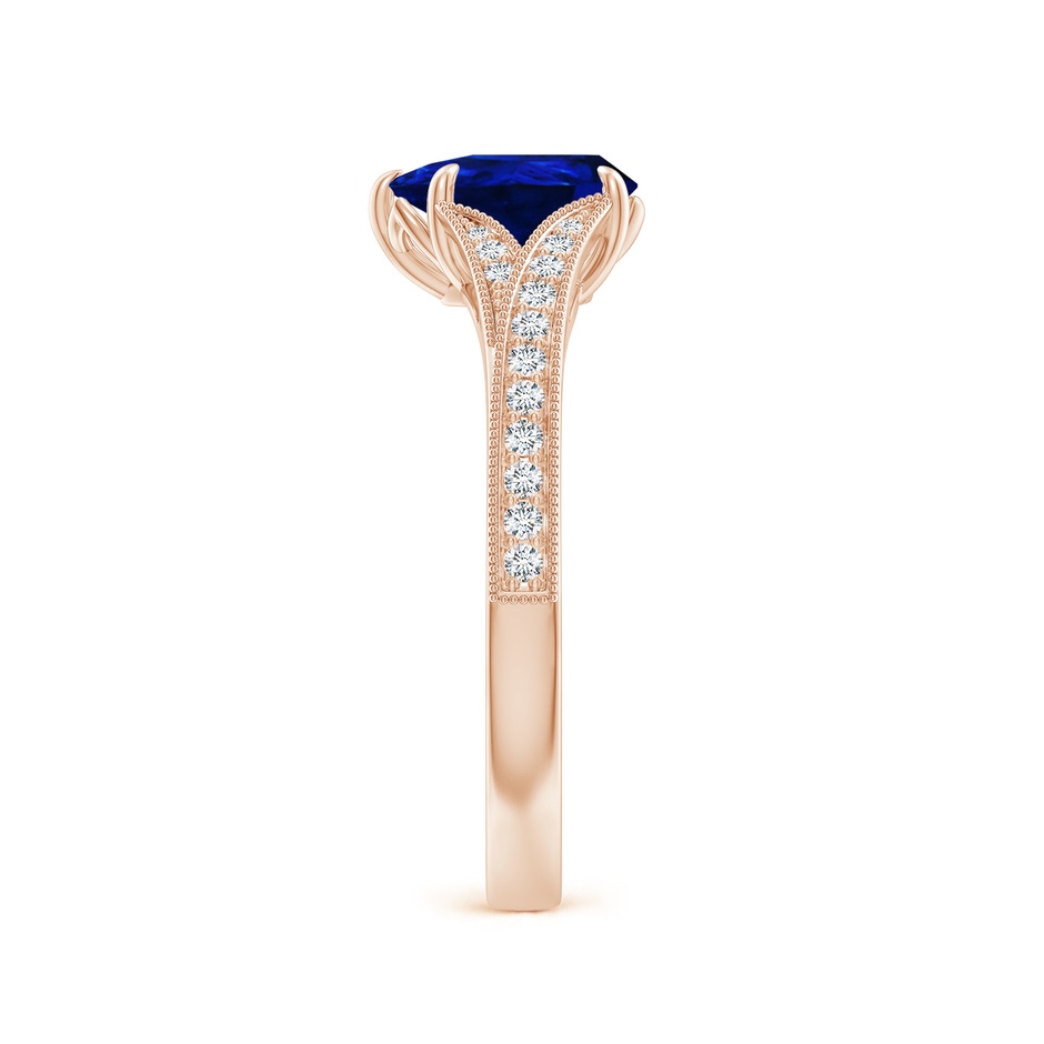 8x6mm AAAA Vintage Inspired Pear Blue Sapphire Split Shank Engagement Ring in Rose Gold side 299