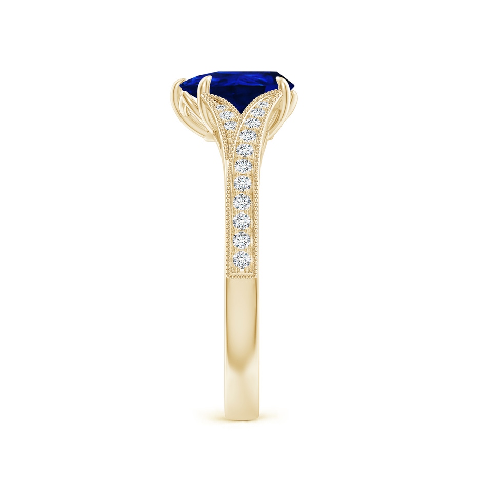 8x6mm AAAA Vintage Inspired Pear Blue Sapphire Split Shank Engagement Ring in Yellow Gold side 299