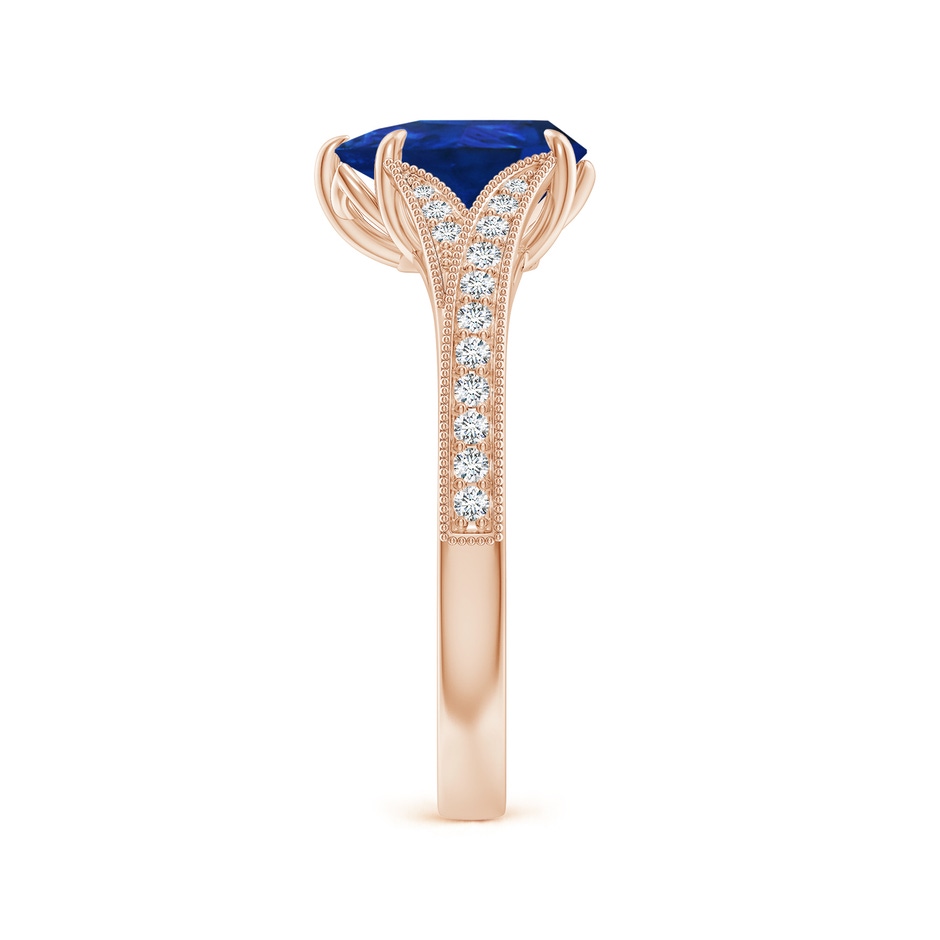 9x7mm AAA Vintage Inspired Pear Blue Sapphire Split Shank Engagement Ring in Rose Gold side 299
