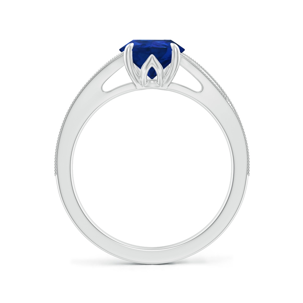 9x7mm AAA Vintage Inspired Pear Blue Sapphire Split Shank Engagement Ring in White Gold - side 199