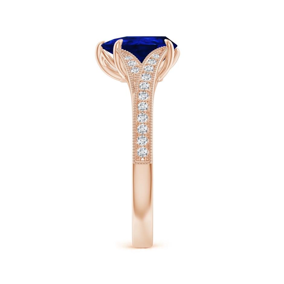 9x7mm AAAA Vintage Inspired Pear Blue Sapphire Split Shank Engagement Ring in Rose Gold side 299