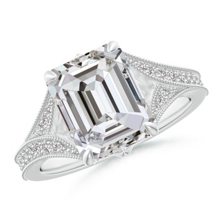 10x7mm IJI1I2 Vintage Inspired Emerald-Cut Diamond Split Shank Engagement Ring in P950 Platinum